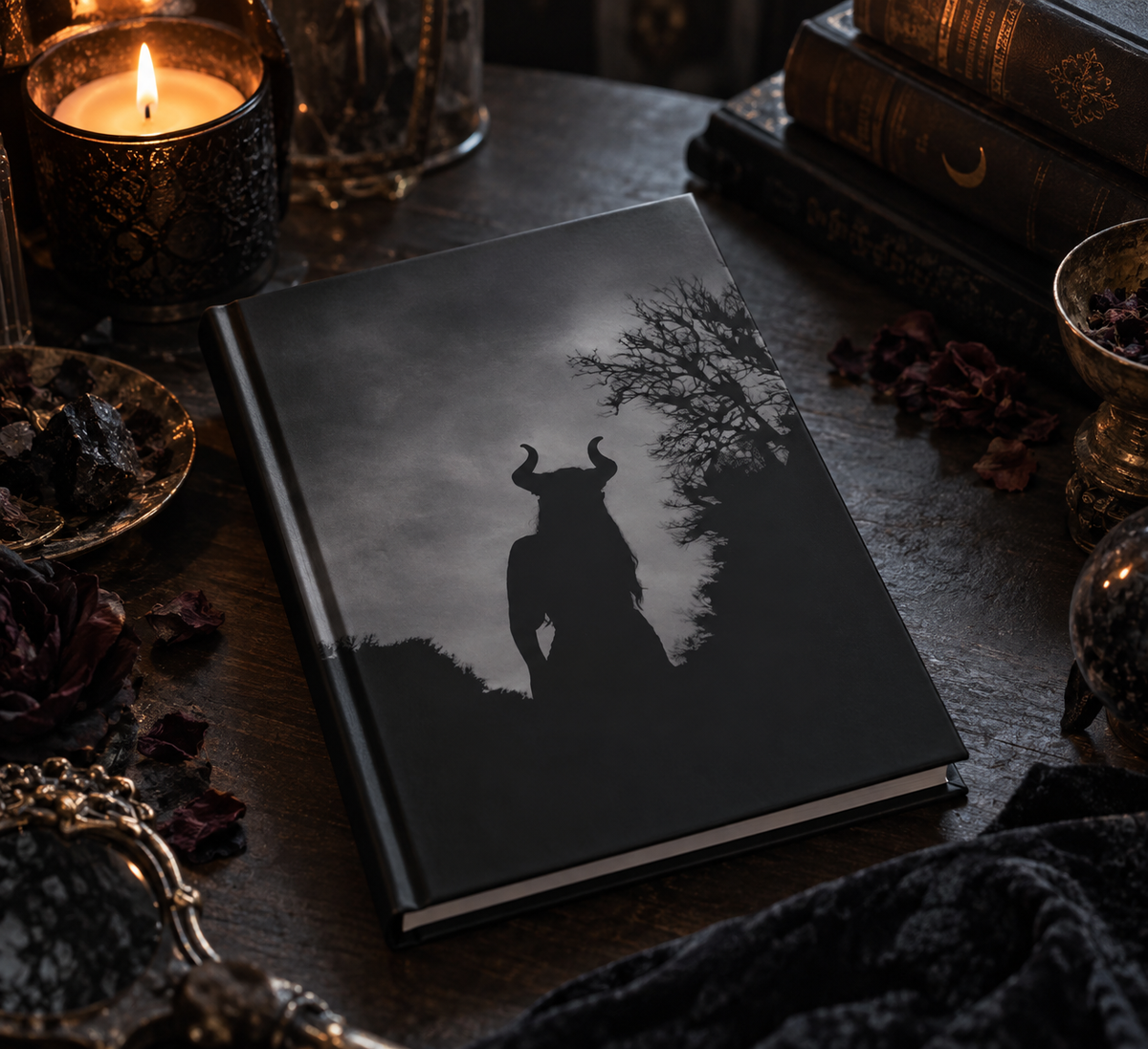 Horned Goddess Manifestation Journal | Hardcover Journal of Sovereignty & Becoming | Dark Feminine Gothic Fantasy Notebook