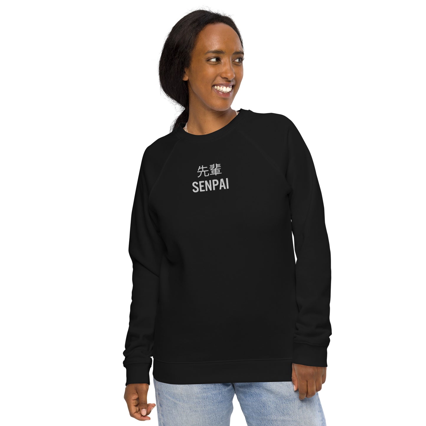 Unisex Senpai organic raglan sweatshirt