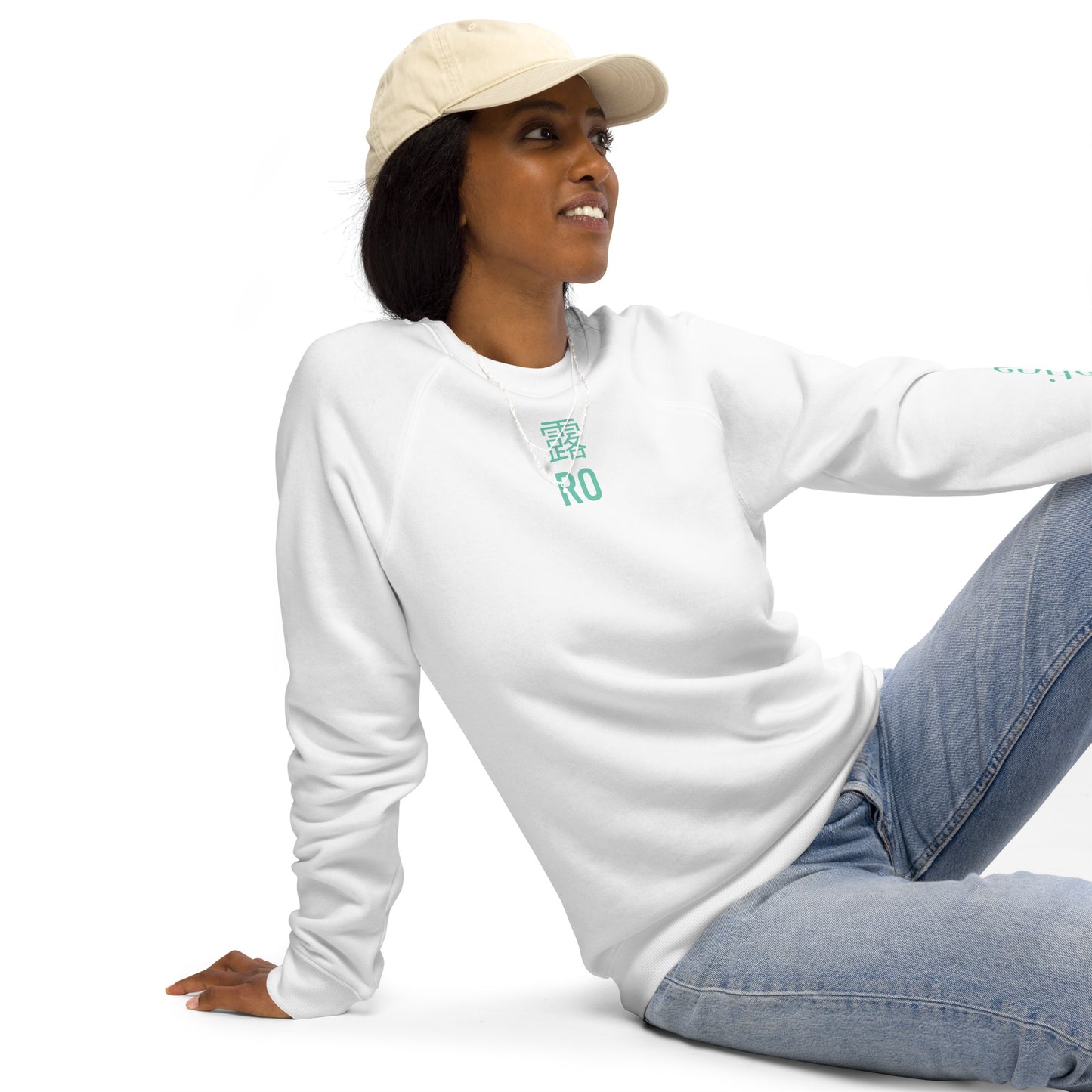 Unisex Ro (Dewdrop) Kanji Alquatica organic raglan sweatshirt