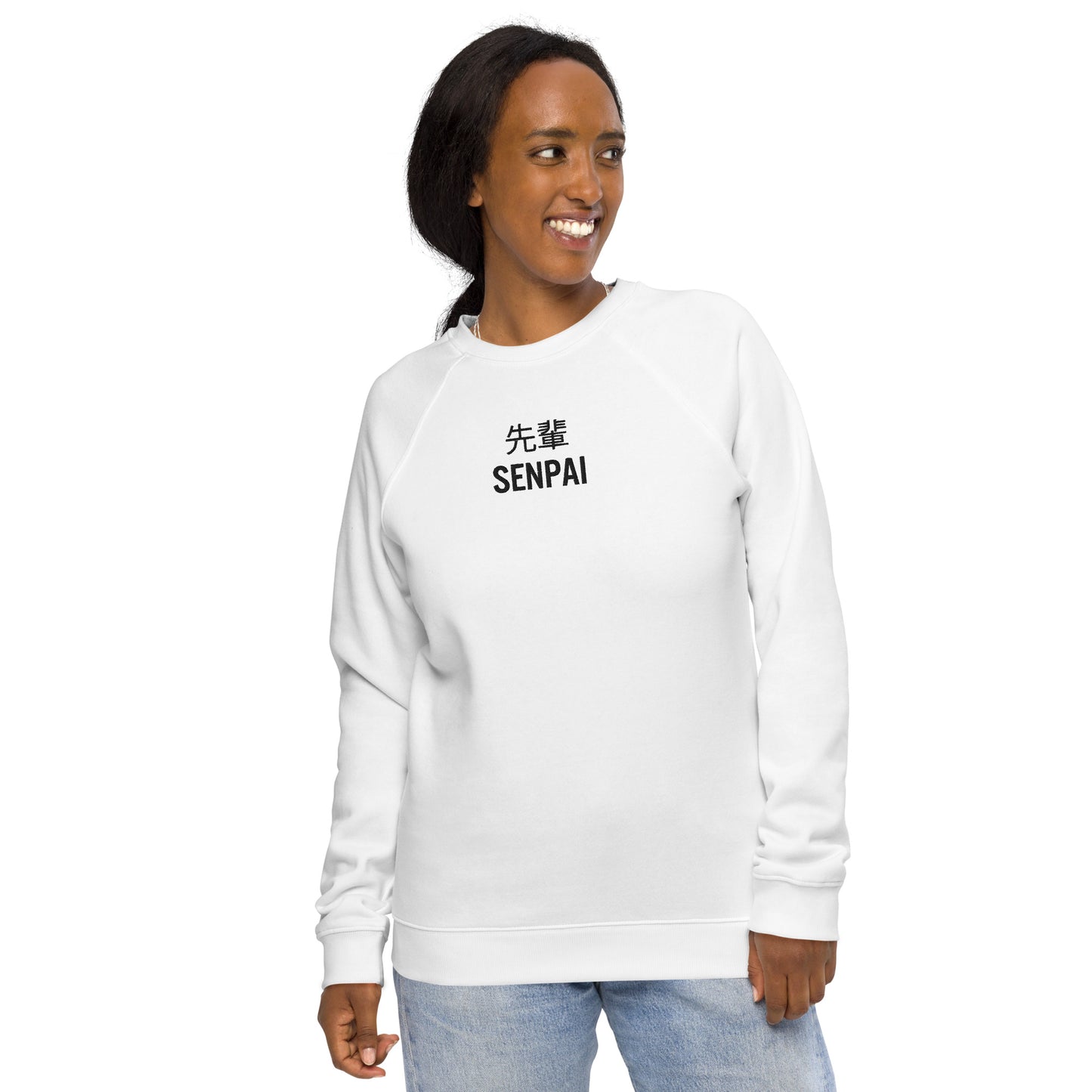 Unisex Senpai organic raglan sweatshirt