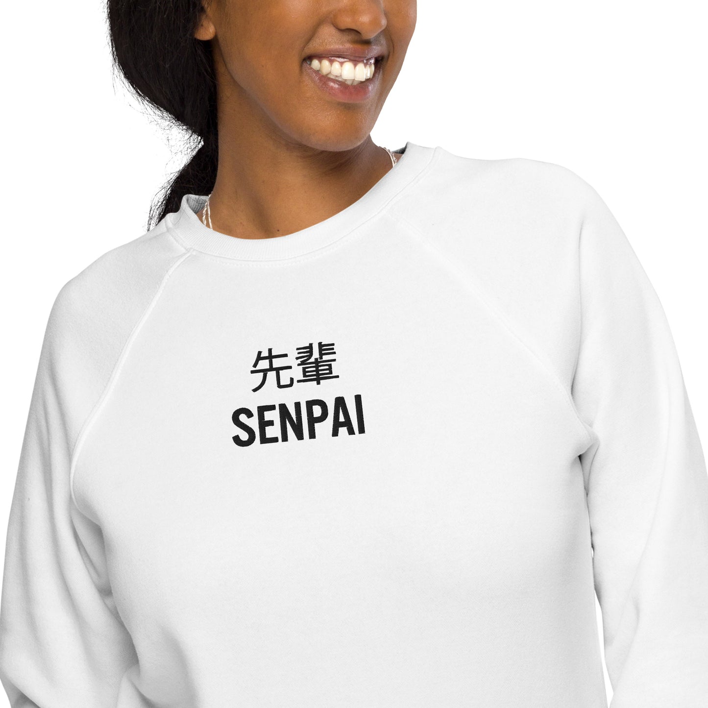 Unisex Senpai organic raglan sweatshirt